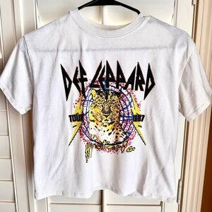 Def Leppard Hysteria 1987 Tour Graphic Tee Leopard Lightning Shirt L
